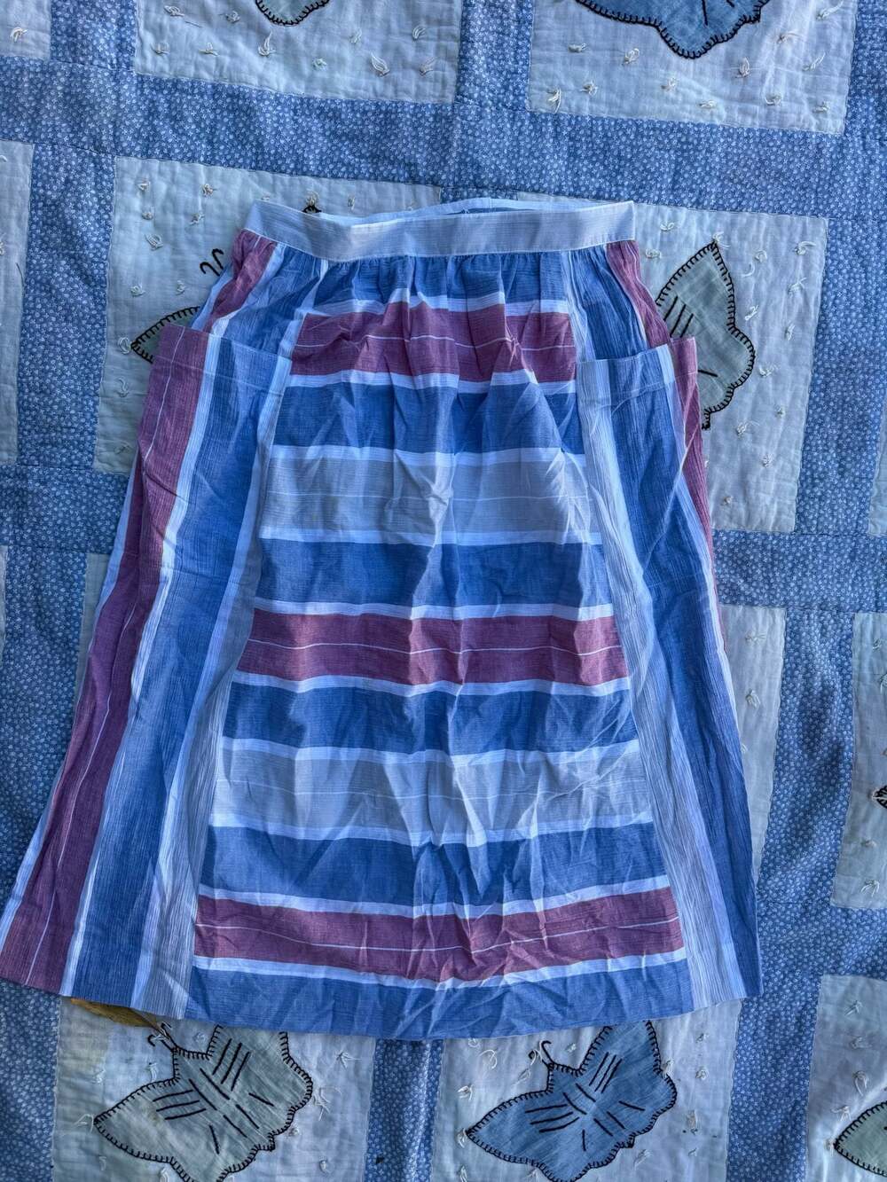 Vintage Regatta Sport Striped Midi Skirt with Pockets